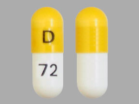 Pill D 72 White & Yellow Capsule-shape is Efavirenz