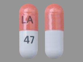 Pill LA 47 Orange & White Capsule/Oblong is Pregabalin