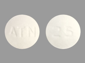 Pill ATN 25 White Round is Atenolol
