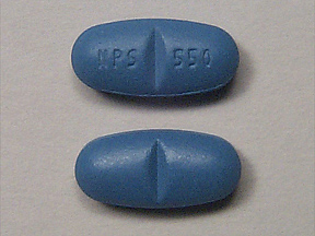 Pill NPS 550 Blue Capsule/Oblong is Naproxen Sodium