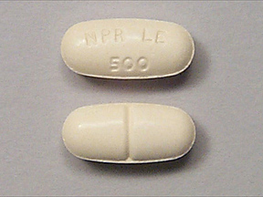 Pill NPR LE 500 Yellow Elliptical/Oval is Naprosyn