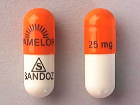 Pill logo PAMELOR 25 mg logo SANDOZ is Pamelor 25 mg