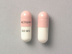 Pill ACTIGALL 300 MG Pink & White Capsule-shape is Actigall