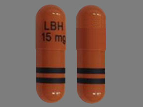 Pill LBH 15 mg Orange Capsule-shape is Farydak