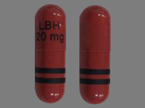 Pill LBH 20 mg Red Capsule/Oblong is Farydak