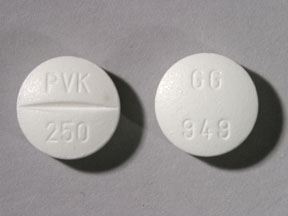 Pill PVK 250 GG 949 White Round is Penicillin V Potassium