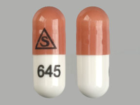 Pill S 645 Orange & White Capsule-shape is Tacrolimus