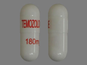 Pill TEMOZOLOMIDE 180mg White Capsule-shape is Temozolomide