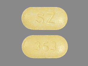 Pill SZ 363 Yellow Capsule/Oblong is Repaglinide