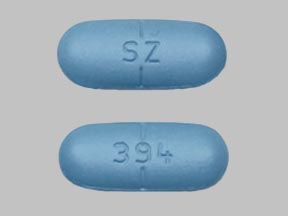 Pill SZ 394 Blue Capsule/Oblong is Valacyclovir Hydrochloride