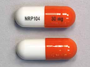 Pill NRP104 30 mg Orange & White Capsule/Oblong is Vyvanse