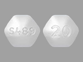 Pill S489 20 White Six-sided is Vyvanse (Chewable)