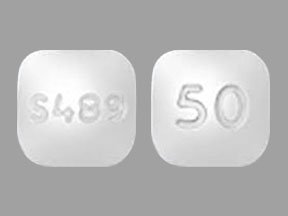 Pill S489 50 White Four-sided is Vyvanse (Chewable)