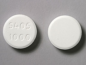 Pill S405 1000 White Round is Lanthanum Carbonate (Chewable)