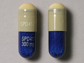 Pill SPD417 SPD417 300 mg Blue & Yellow Capsule/Oblong is Equetro