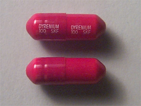 Pill DYRENIUM 100 SKF DYRENIUM 100 SKF Red Capsule-shape is Dyrenium