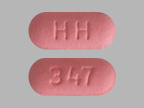 Pill HH 347 Pink Capsule/Oblong is Hydrochlorothiazide and Valsartan