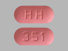 Pill HH 351 Pink Capsule/Oblong is Hydrochlorothiazide and Valsartan