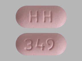 Pill HH 349 Purple Capsule/Oblong is Hydrochlorothiazide and Valsartan