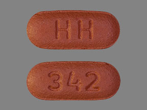 Pill HH 342 Brown Capsule/Oblong is Valsartan