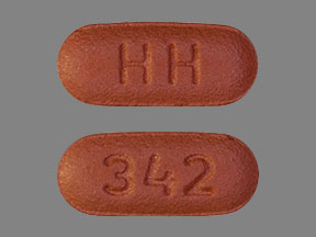 Pill HH 342 Brown Capsule/Oblong is Valsartan