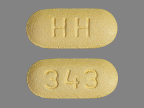 Pill HH 343 Yellow Capsule/Oblong is Valsartan