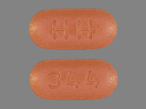 Pill HH 344 Brown Capsule/Oblong is Valsartan