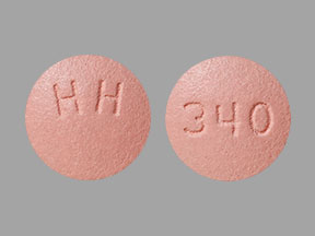 Pill HH 340 Pink Round is Quinapril Hydrochloride