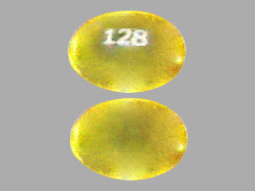 Pill 128 Yellow Oval is Benzonatate