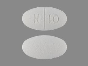 Pill N 10 White Elliptical/Oval is Benztropine Mesylate