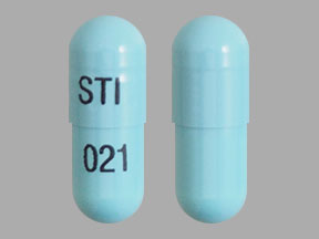 Pill STI 021 Blue Capsule/Oblong is Cyclophosphamide