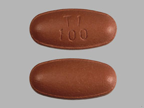 Pill T1 100 Red Oval is Carbidopa, Entacapone and Levodopa