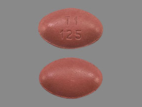 Pill T1 125 Red Oval is Carbidopa, Entacapone and Levodopa