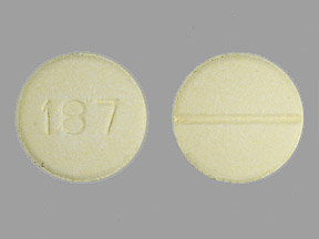 Pill 187 Yellow Round is Carbidopa and Levodopa (Orally Disintegrating)