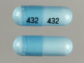 Pill 432 432 Blue Capsule/Oblong is Phenytoin Sodium Extended