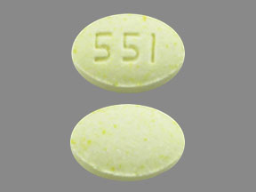 Pill 551 Yellow Elliptical/Oval is Olanzapine