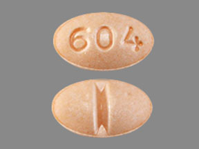 Pill 604 Peach Elliptical/Oval is Alprazolam