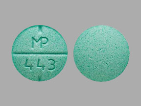 Pill MP 443 Green Round is Amphetamine and Dextroamphetamine