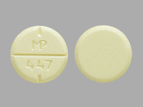 Pill MP 447 Yellow Round is Amphetamine and Dextroamphetamine