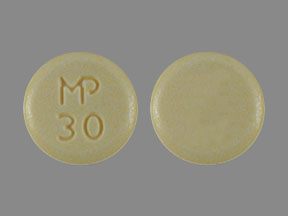 Pill MP 30 Yellow Round is Chlorthalidone