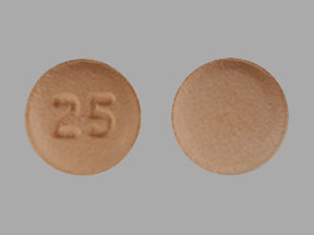 Pill 25 Peach Round is Quetiapine Fumarate