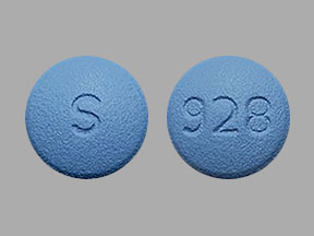 Pill S 928 Blue Round is Risedronate Sodium