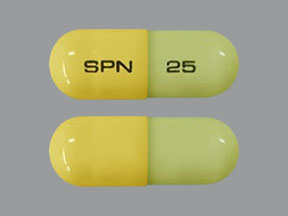 Pill SPN 25 Green & Yellow Capsule/Oblong is Trokendi XR