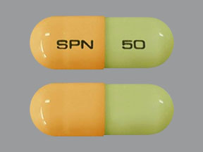 Pill SPN 50 Green & Orange Capsule-shape is Trokendi XR