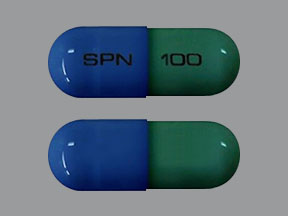 Pill SPN 100 Green Capsule/Oblong is Trokendi XR