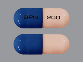 Pill SPN 200 Blue & Pink Capsule/Oblong is Trokendi XR