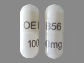 Pill OE B56 100 mg White Capsule/Oblong is Gabapentin