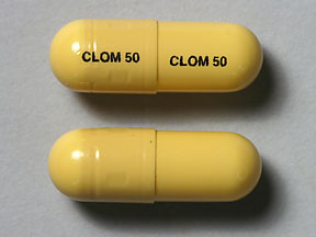 Pill CLOM 50 CLOM 50 Yellow Capsule/Oblong is Clomipramine Hydrochloride