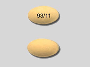 Pill 93/11 Yellow Oval is Pantoprazole sodium delayed-release
