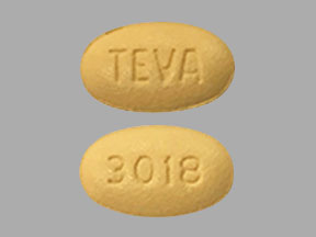 Pill TEVA 3018 Yellow Elliptical/Oval is Tadalafil